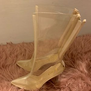 Perspex Clear Mid Boot Heels